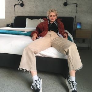 High waisted marine wide leg tan Zara jeans